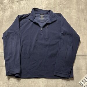 L.L. Bean Quarter Zip Fleece Blue Men's XL Light Weight Pull Over Sweater